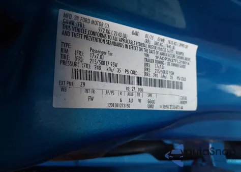 2015 Ford Focus Titanium из США, поврежденный, VIN 1FADP3N27FL216014